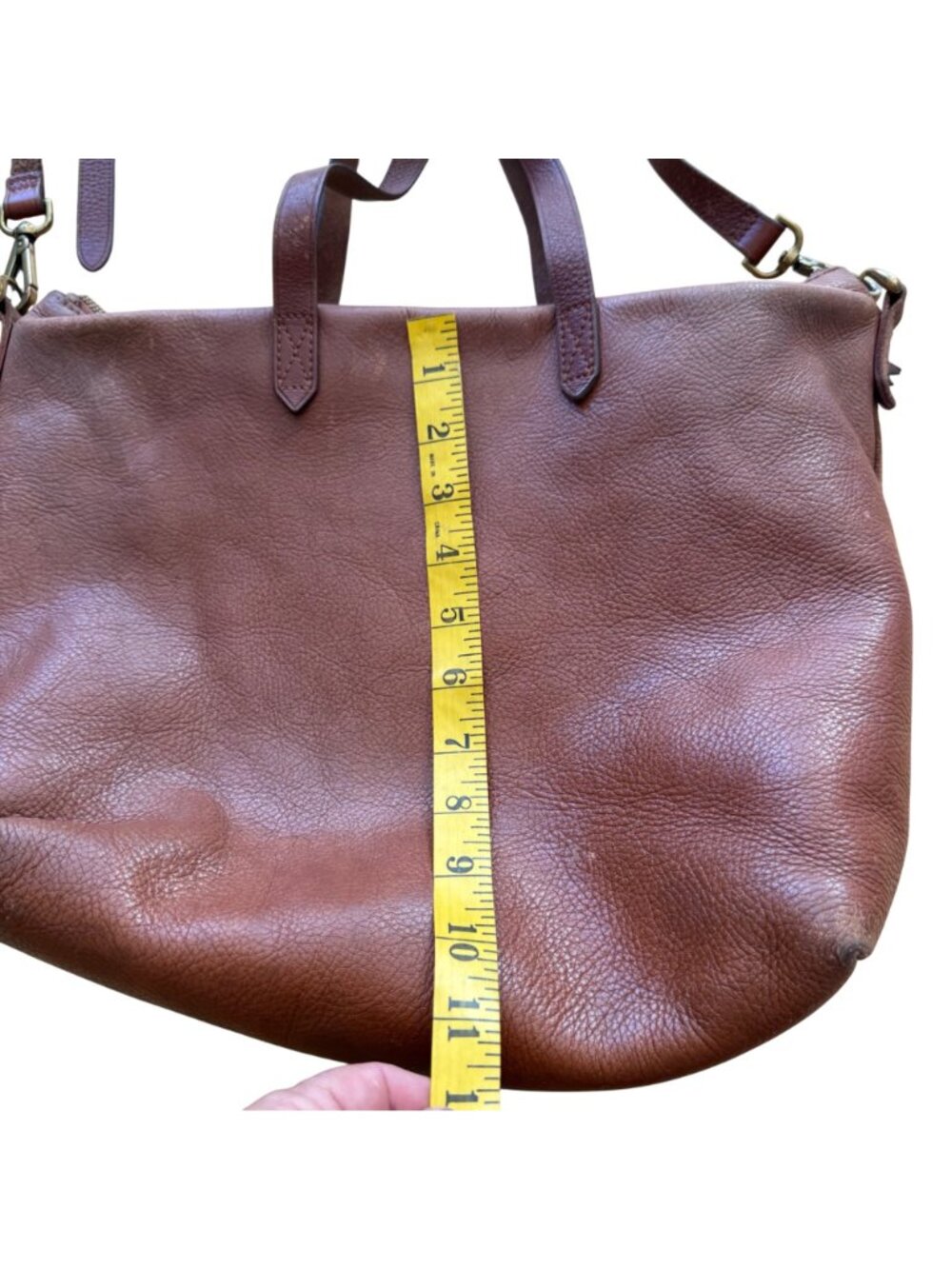 Madewell Women's Crossbody Bag Brown Leather Zip-Top Transport Travel Tote Purse - Picture 10 of 13